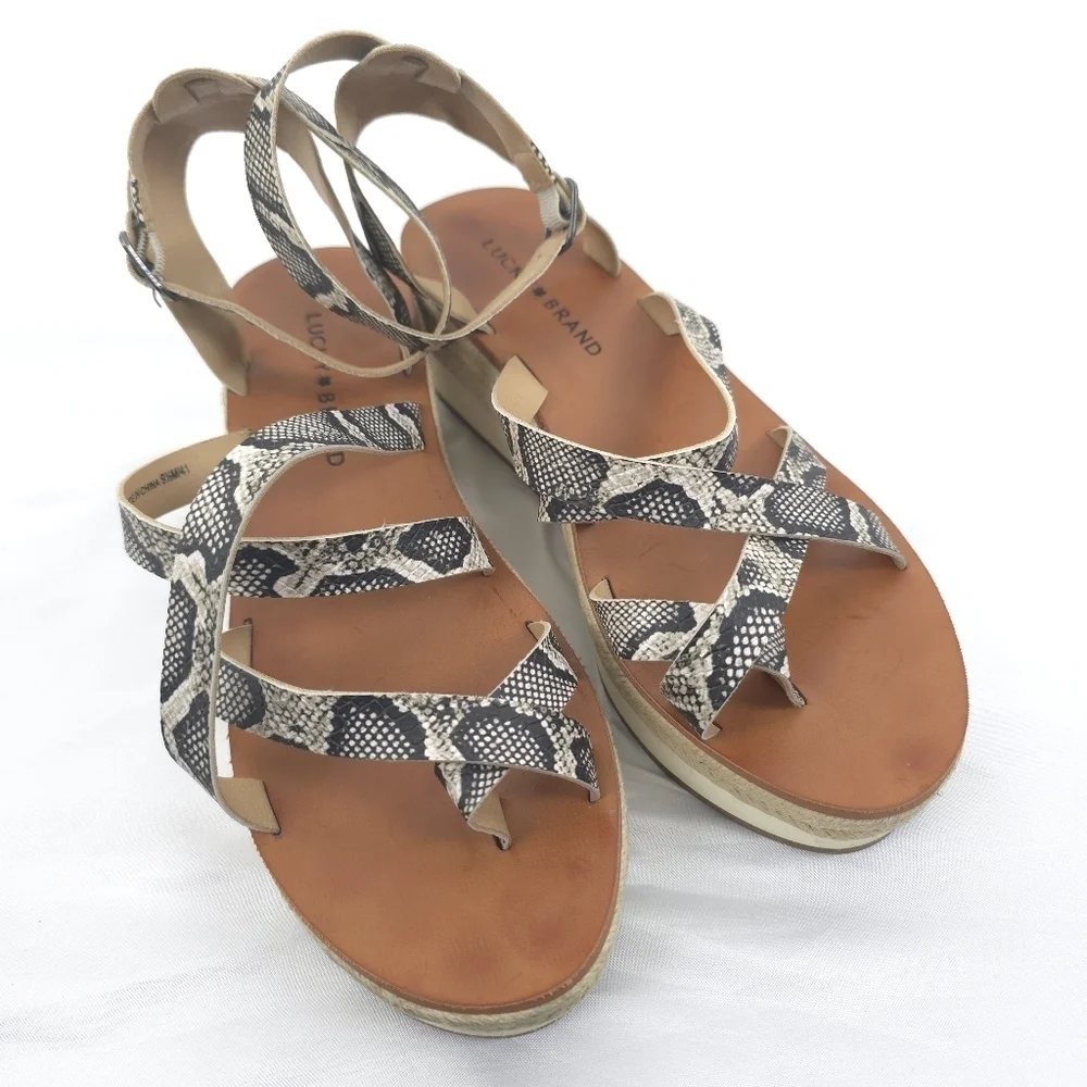 LUCKY Brand Jakina Natural Alamera Wedge Sandals Size 9.5M